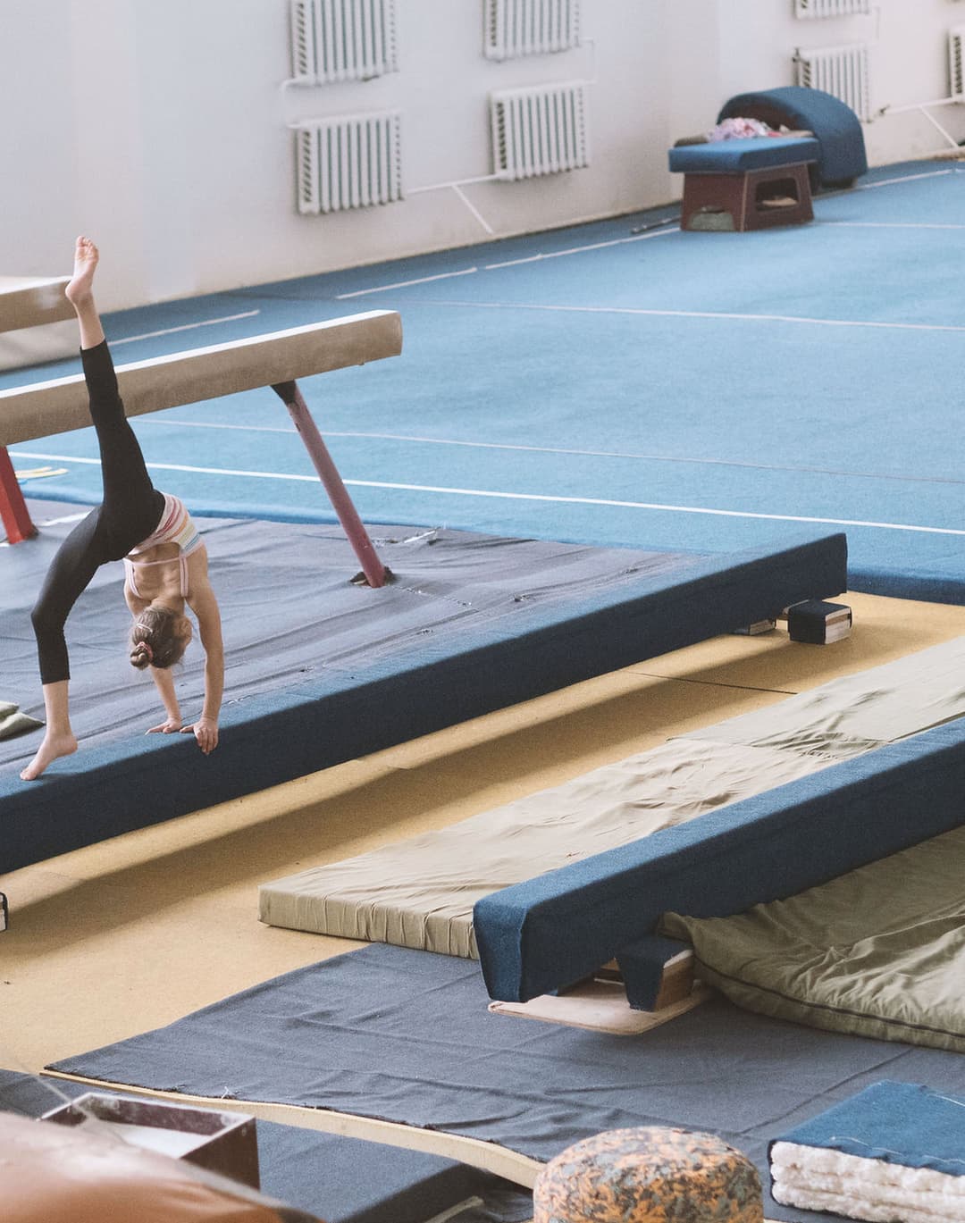 Gymnasts training